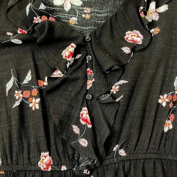 American Rag CIE M L/S Ruffle Front Peplum Blouse - Picture 4 of 8